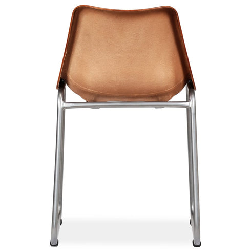 Swen Studio -  Dining Chairs 4 pcs Brown Real Leather